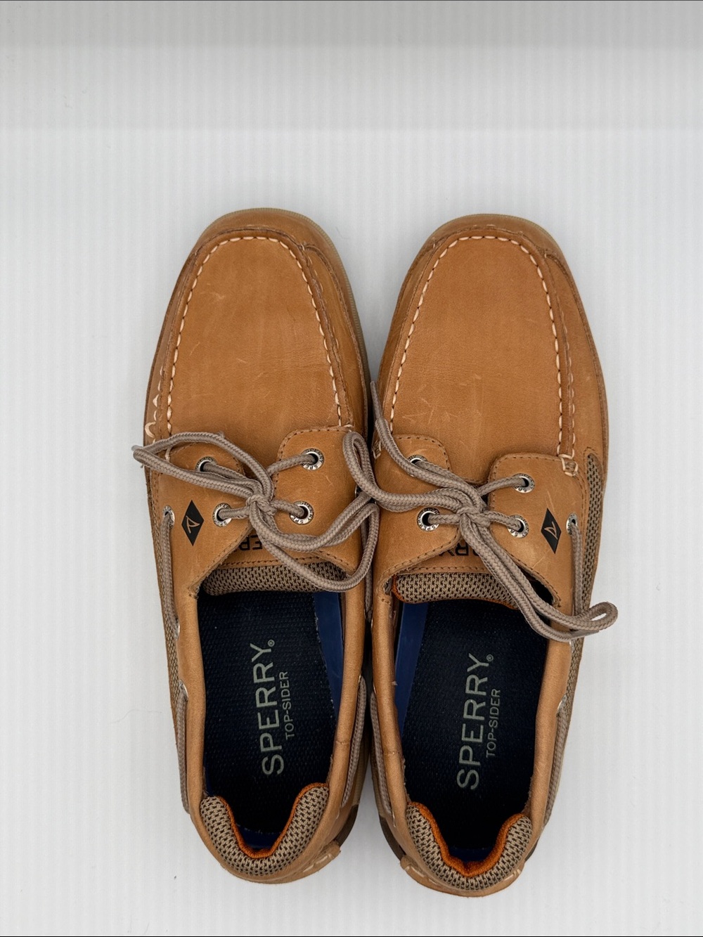 Sperry Men's Brown/Tan Leather Boat Shoes - 9.5W - Very Gently Used